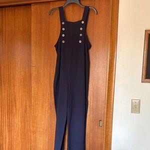 Elegant Navy Jumpsuit with Button Accents